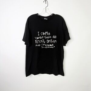 Vintage Humor Graphic T Shirt Large Black 90s Short Sleeve Funny Tee